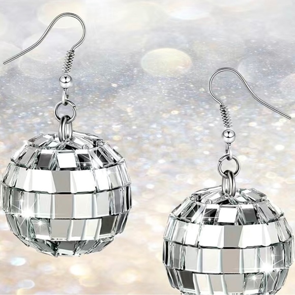 Disco Mirror Ball Drop Earrings - Picture 4 of 17